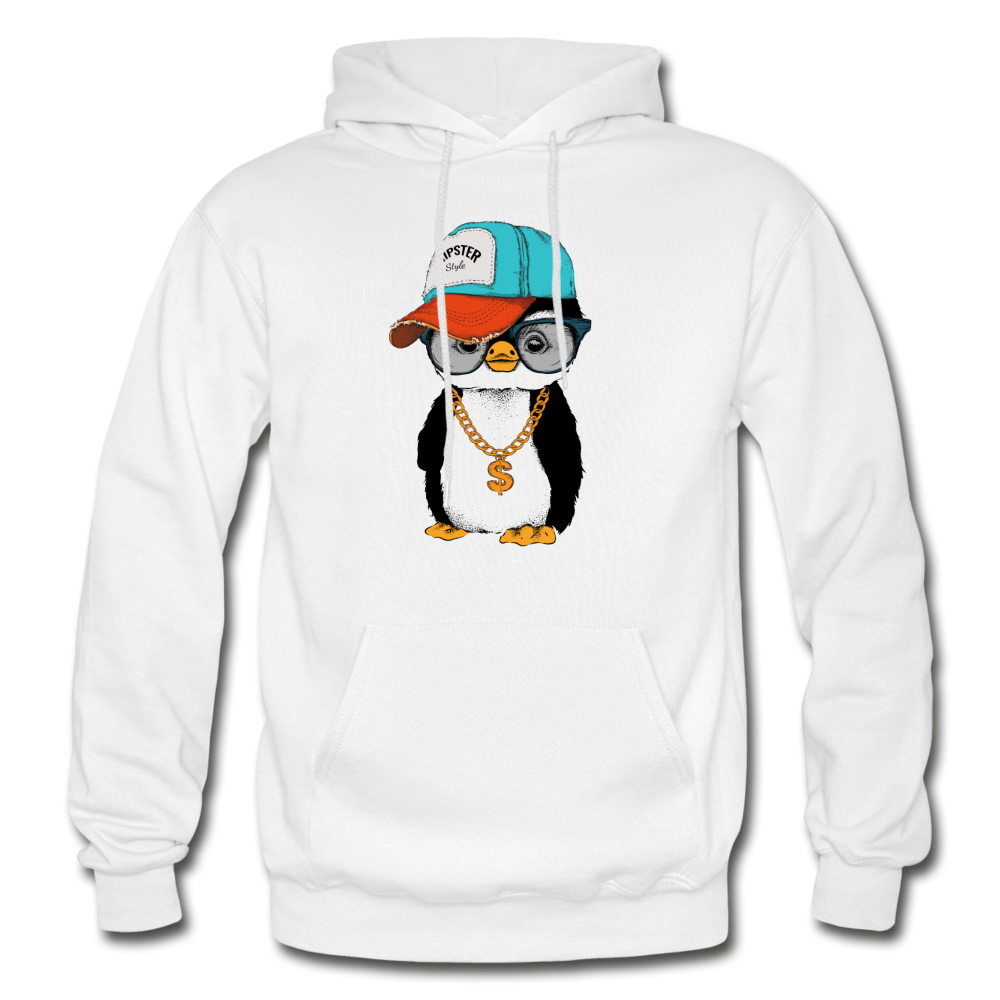 Hipster Penguin Hoodie - white