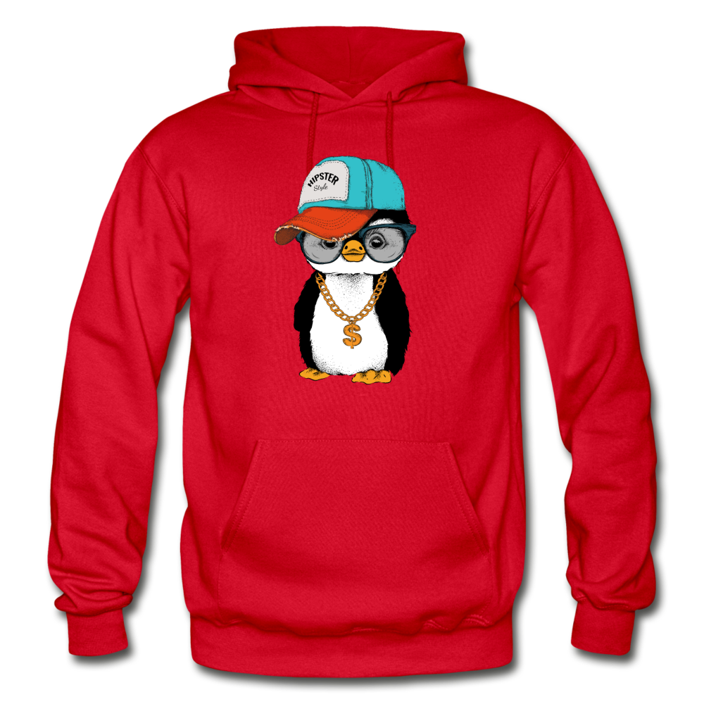 Hipster Penguin Hoodie - red