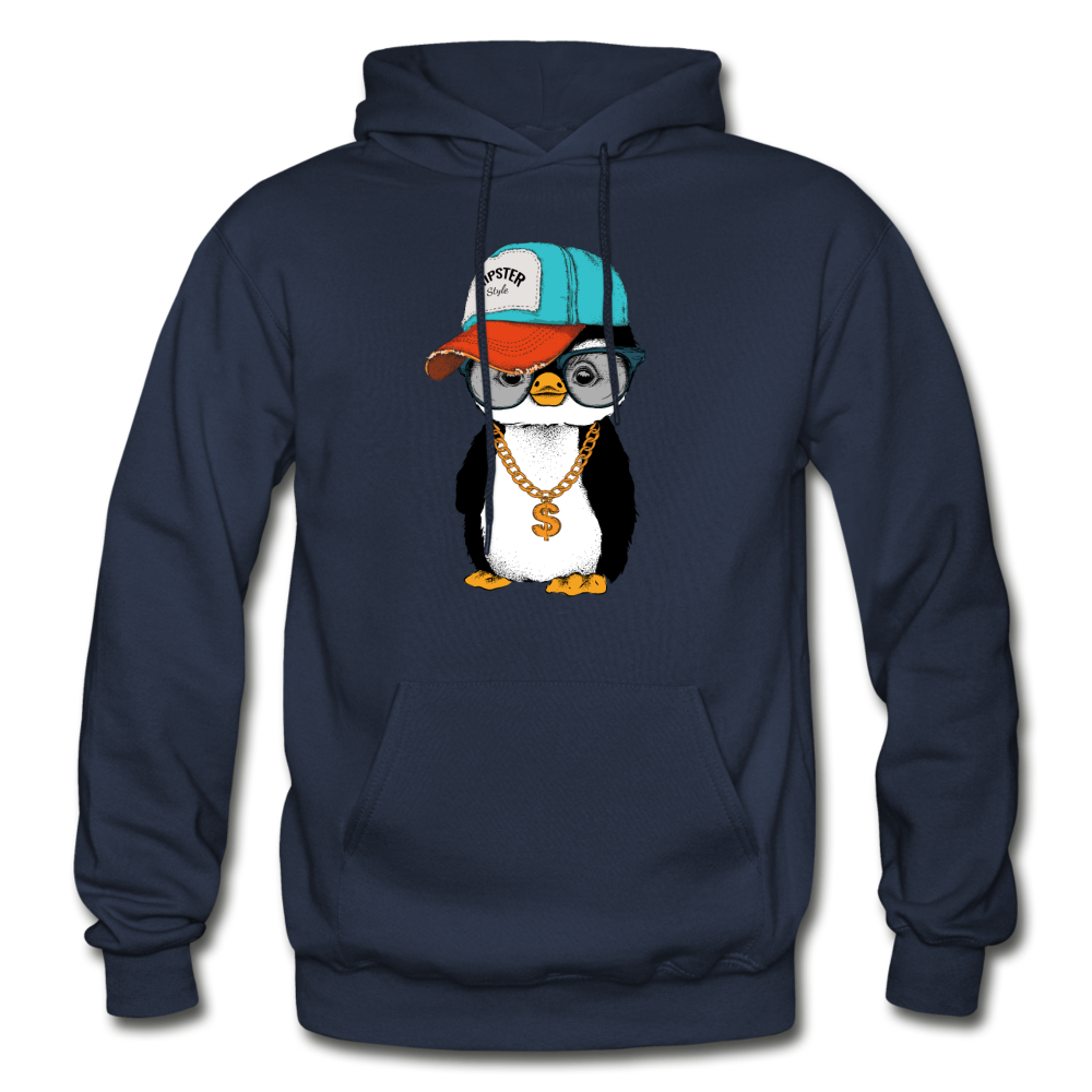 Hipster Penguin Hoodie - navy