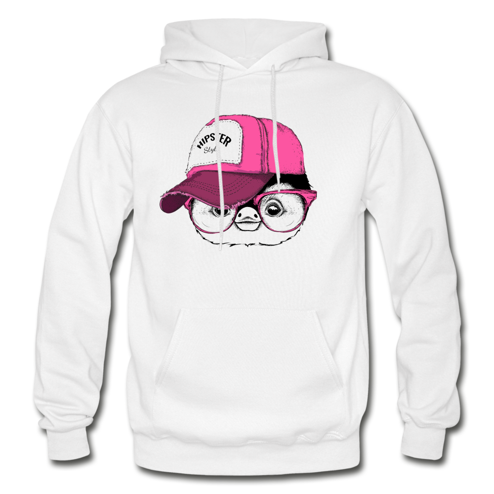 Hipster Penguin Head Hoodie - white