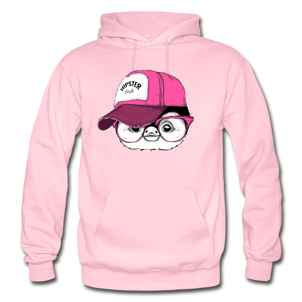 Hipster Penguin Head Hoodie - light pink