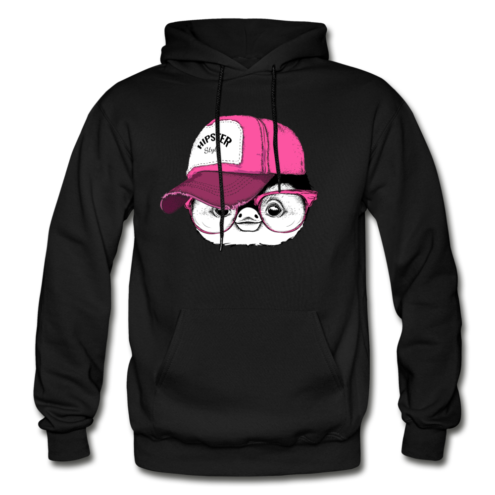 Hipster Penguin Head Hoodie - black