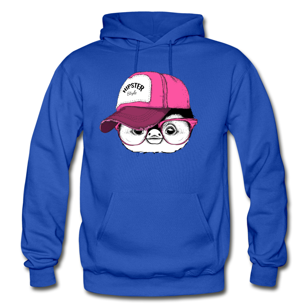 Hipster Penguin Head Hoodie - royal blue