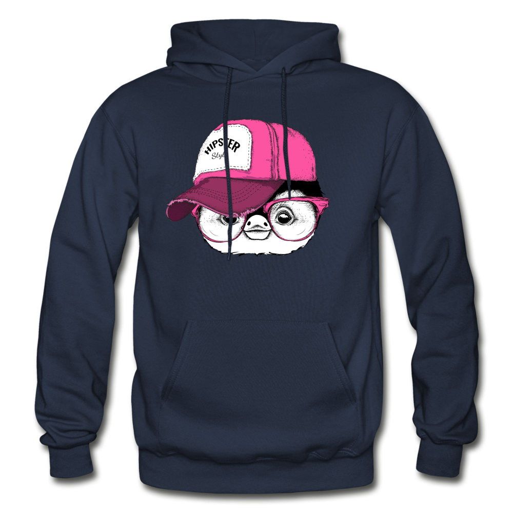 Hipster Penguin Head Hoodie - navy