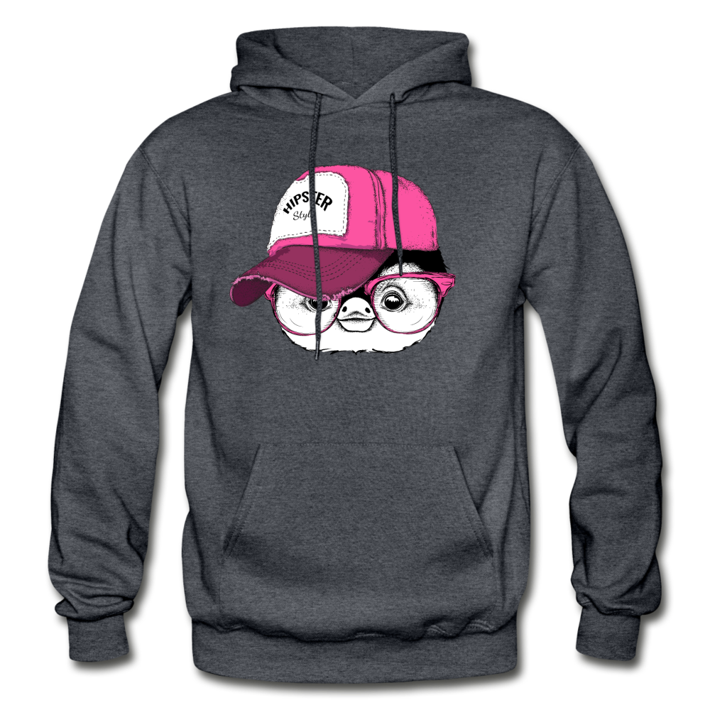 Hipster Penguin Head Hoodie - charcoal gray