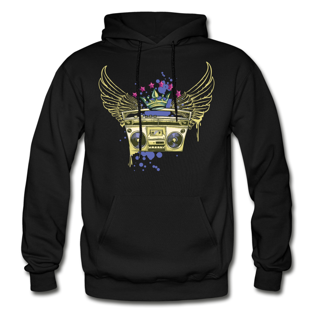 Gold Boombox Wings Hoodie - black