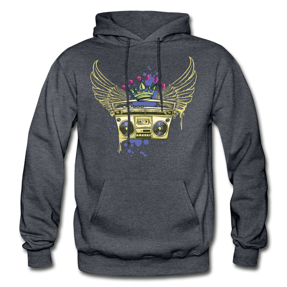 Gold Boombox Wings Hoodie - charcoal gray