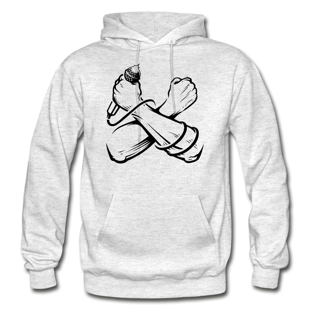Hip Hop Power Microphone Hoodie - light heather gray