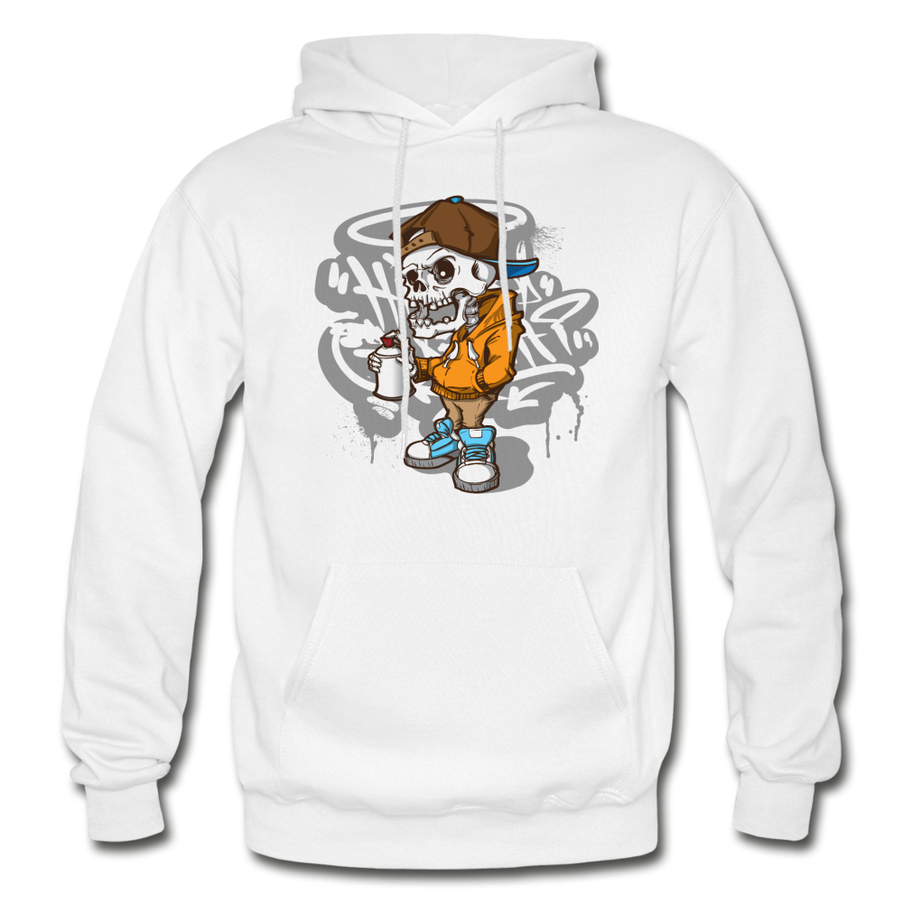 Skeleton Graffiti Artist Hoodie - white