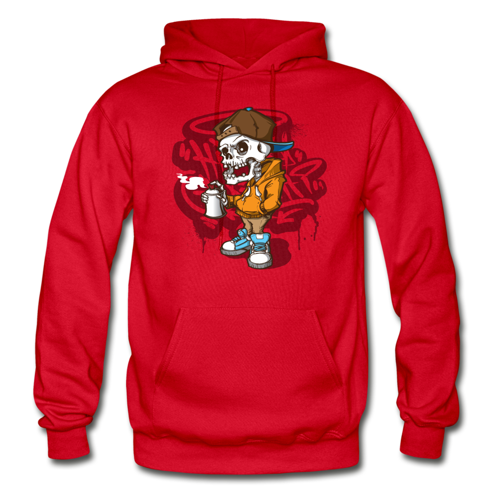 Skeleton Graffiti Artist Hoodie - red