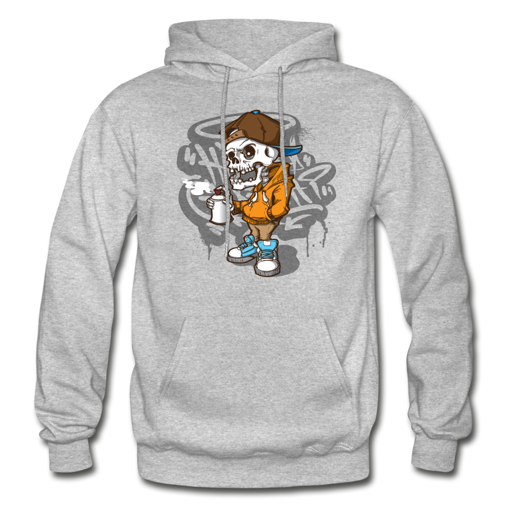 Skeleton Graffiti Artist Hoodie - heather gray