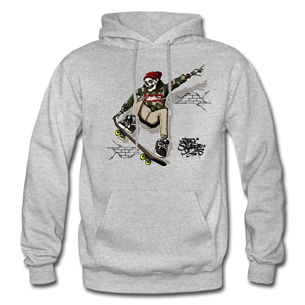 Skeleton Skater Hoodie - heather gray