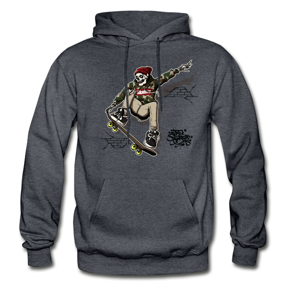 Skeleton Skater Hoodie - charcoal gray
