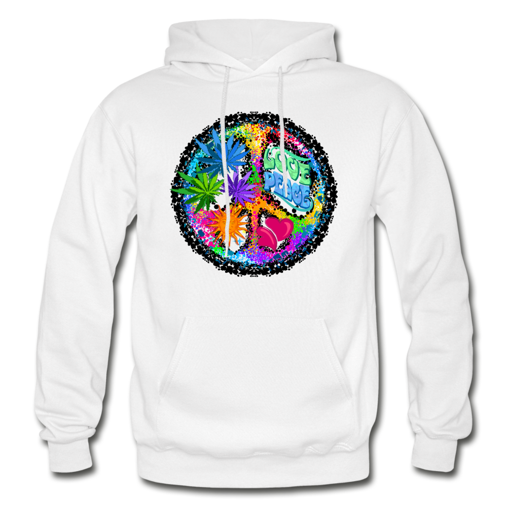 Love Floral Peace Sign Hoodie - white