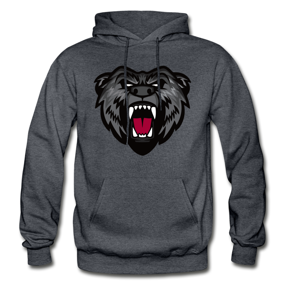 Growling Bear Hoodie - charcoal gray