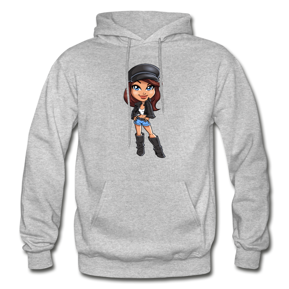 Cartoon Girl Hoodie - heather gray