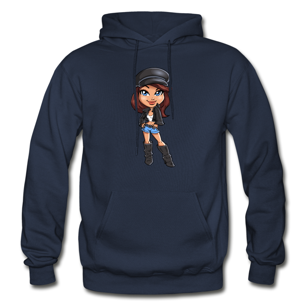 Cartoon Girl Hoodie - navy