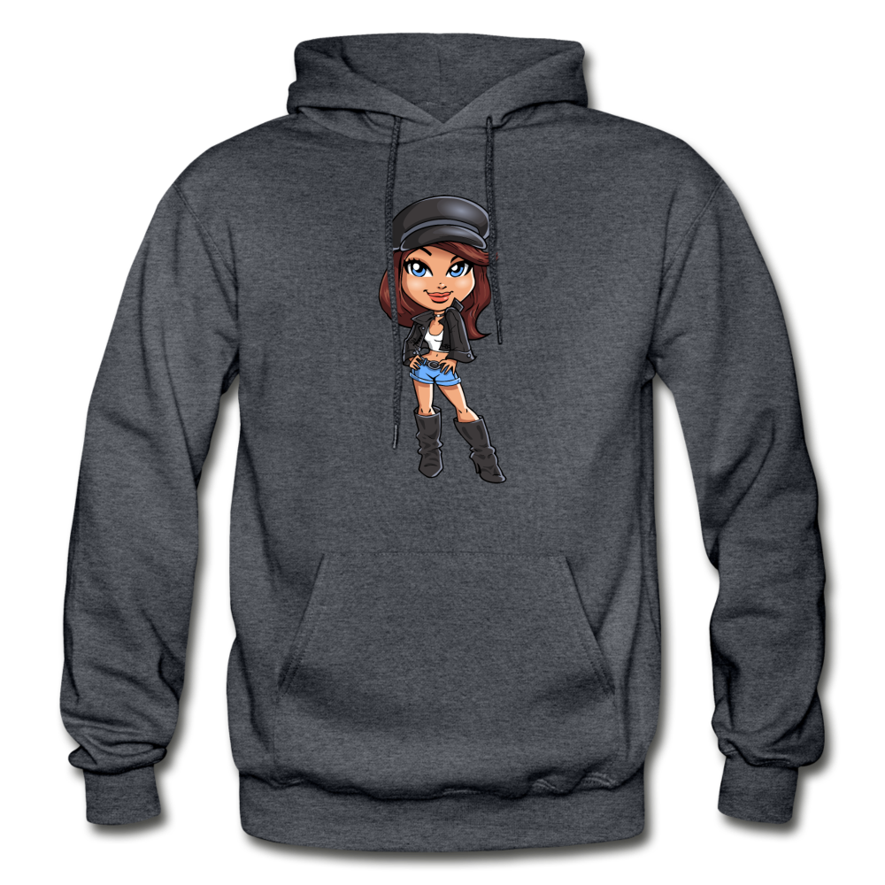 Cartoon Girl Hoodie - charcoal gray