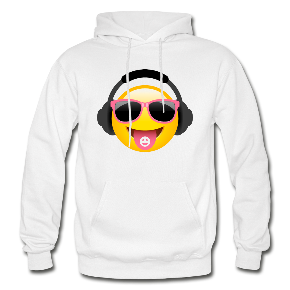 Cool Headphones Emoji Hoodie - white