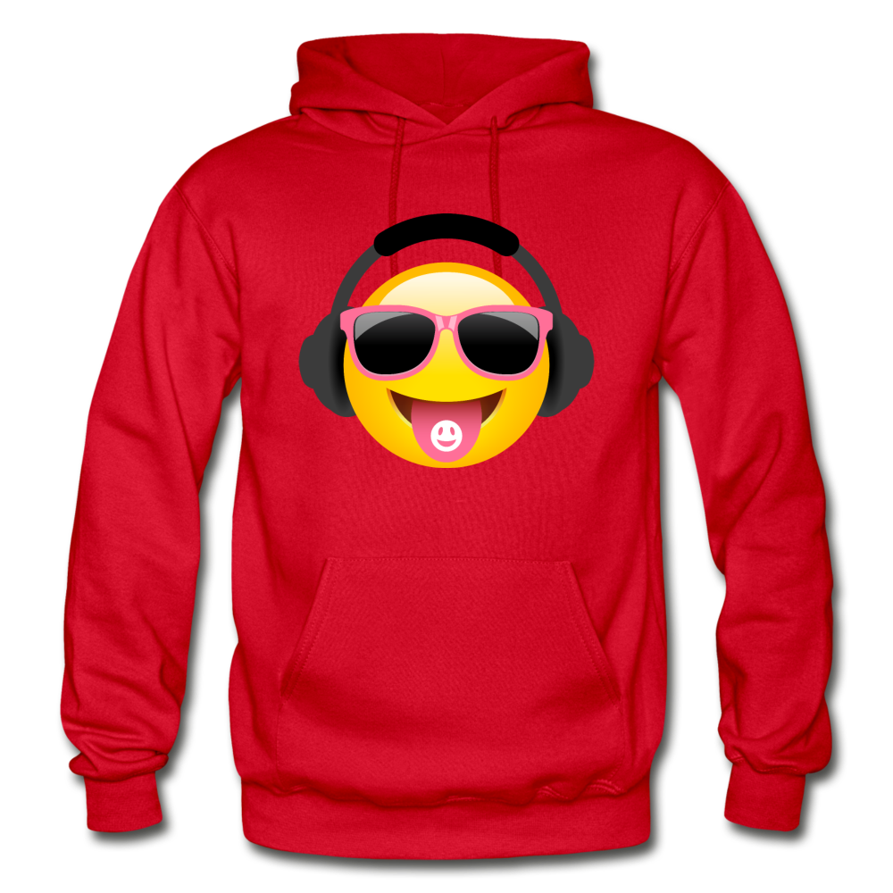 Cool Headphones Emoji Hoodie - red