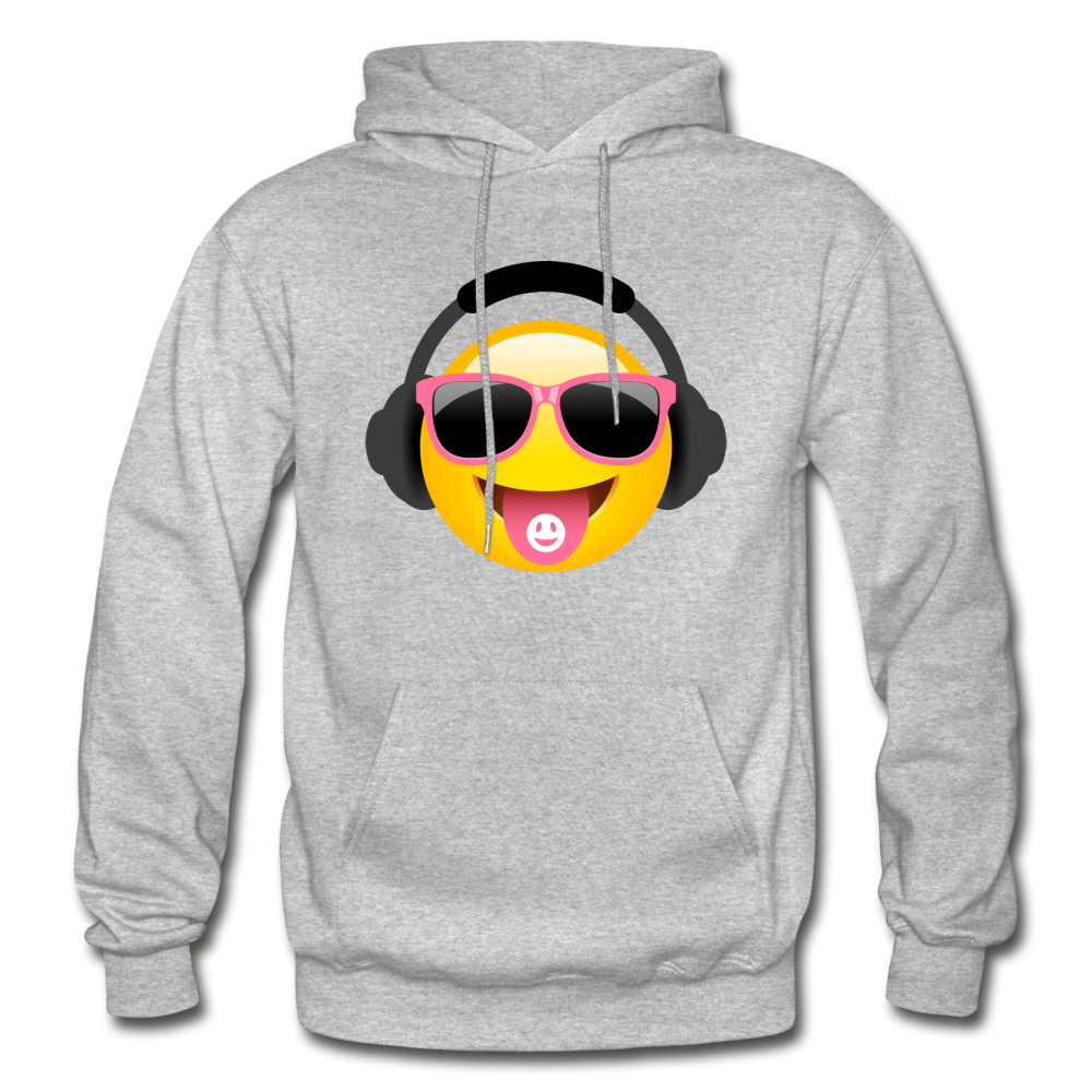 Cool Headphones Emoji Hoodie - heather gray