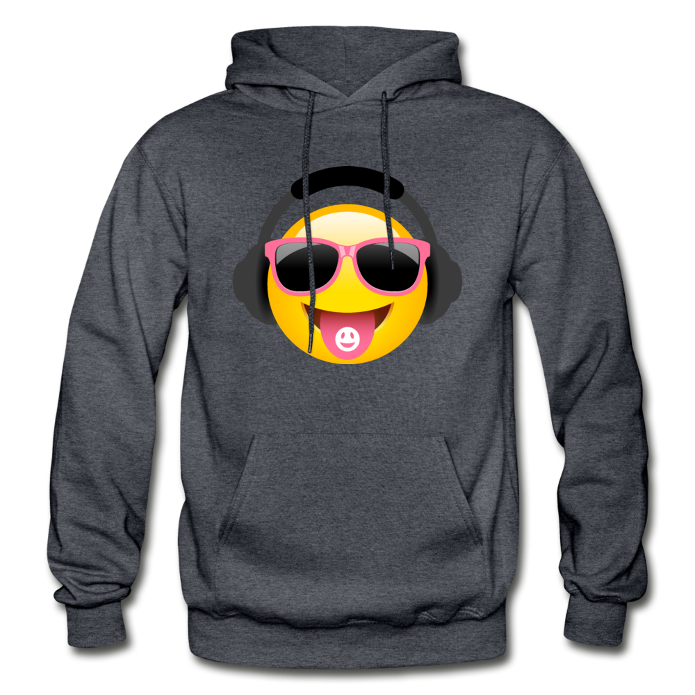 Cool Headphones Emoji Hoodie - charcoal gray
