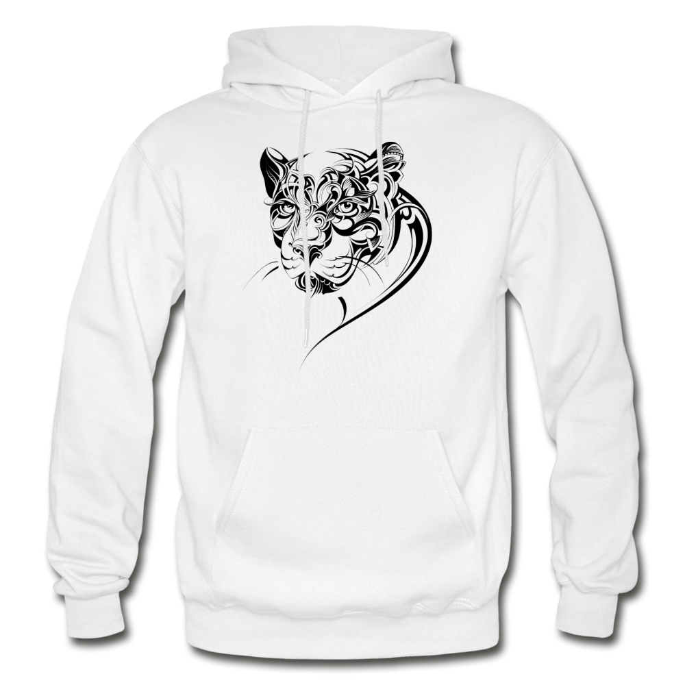 Tribal Maori Jungle Cat Hoodie - white