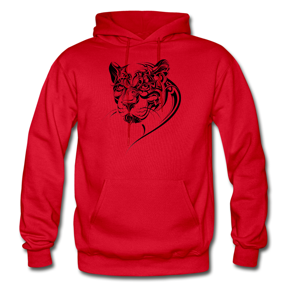Tribal Maori Jungle Cat Hoodie - red