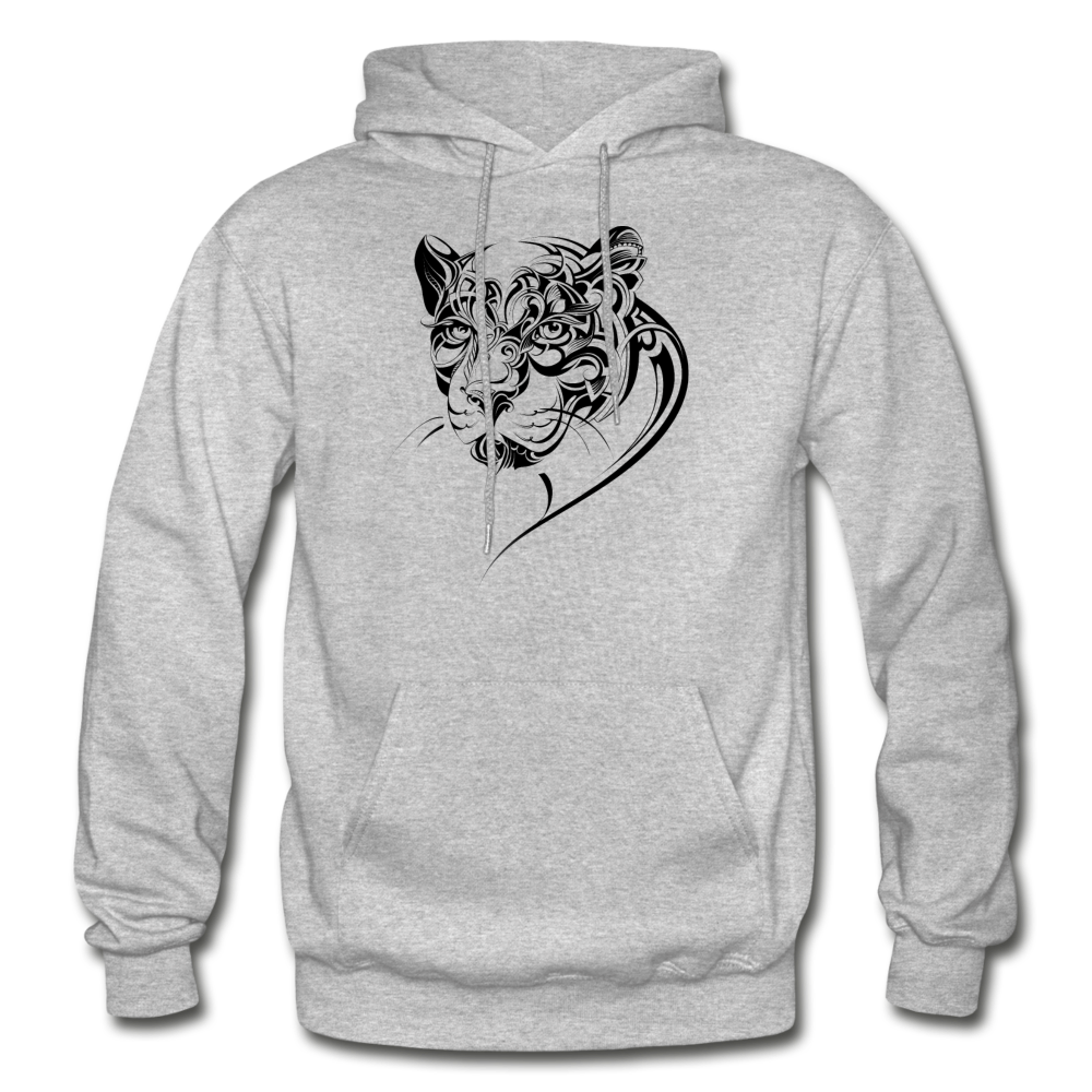 Tribal Maori Jungle Cat Hoodie - heather gray
