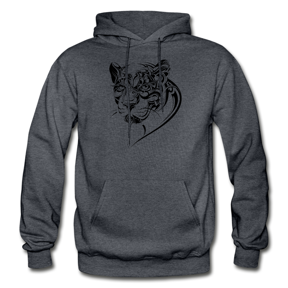 Tribal Maori Jungle Cat Hoodie - charcoal gray