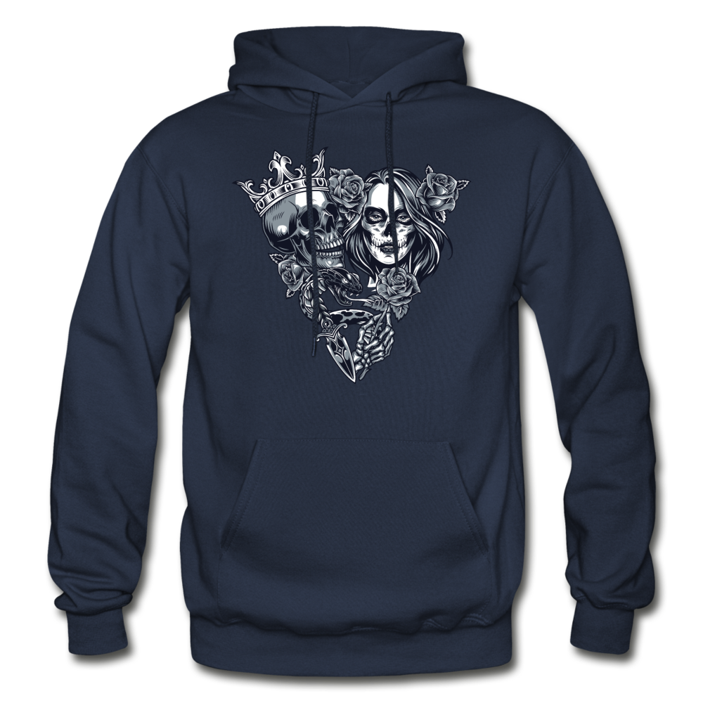 Boy & Girl Skulls Crown Hoodie - navy