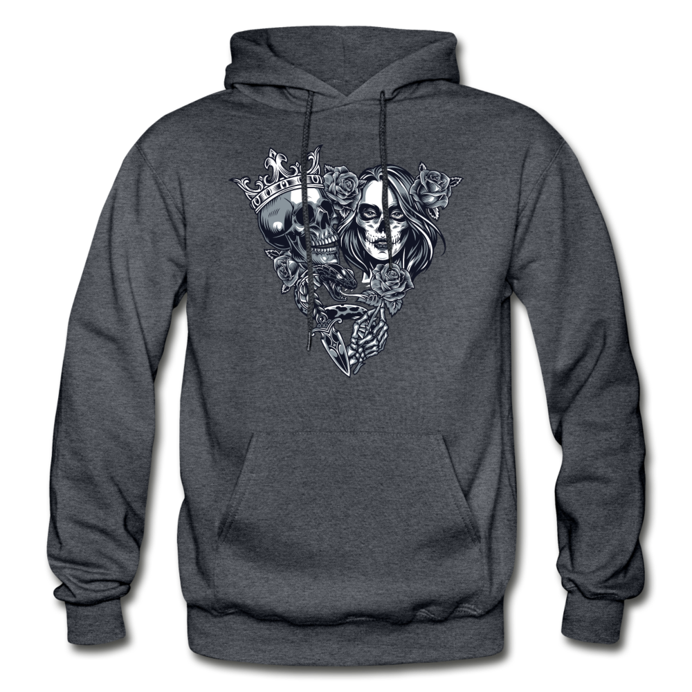 Boy & Girl Skulls Crown Hoodie - charcoal gray