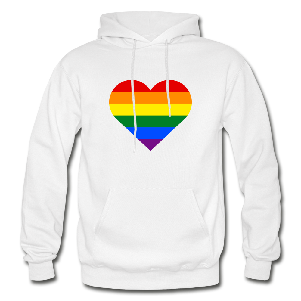 Rainbow Stripes Heart Hoodie - white