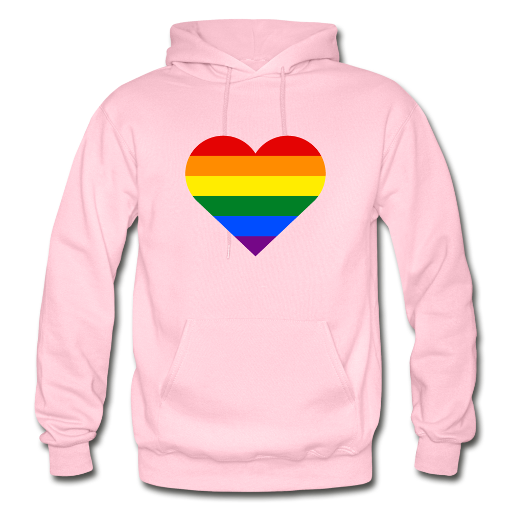 Rainbow Stripes Heart Hoodie - light pink