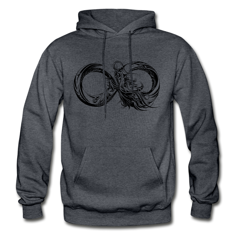 Tribal Maori Infinity Dragon Hoodie - charcoal gray