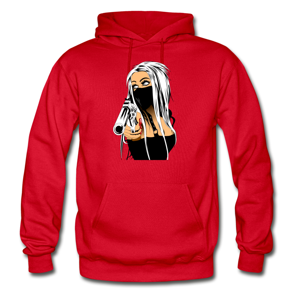 Masked Girl with Gun Hoodie - red