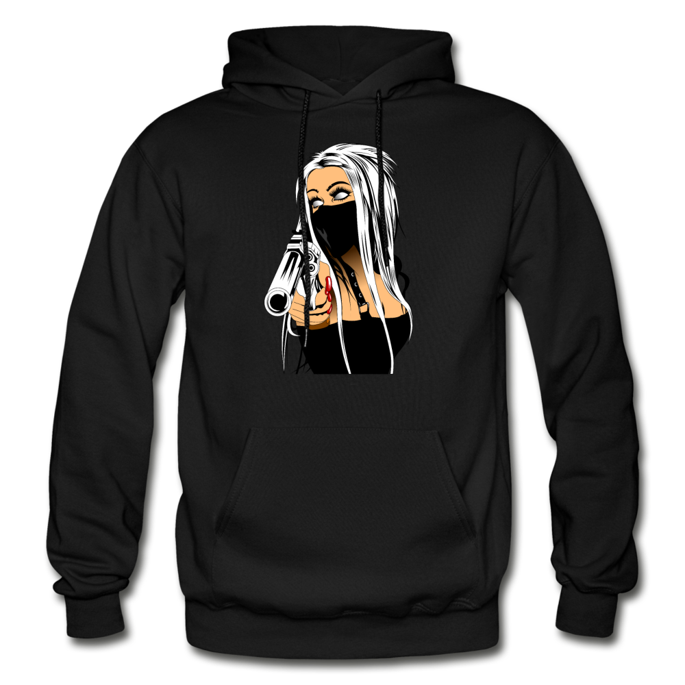 Masked Girl with Gun Hoodie - black