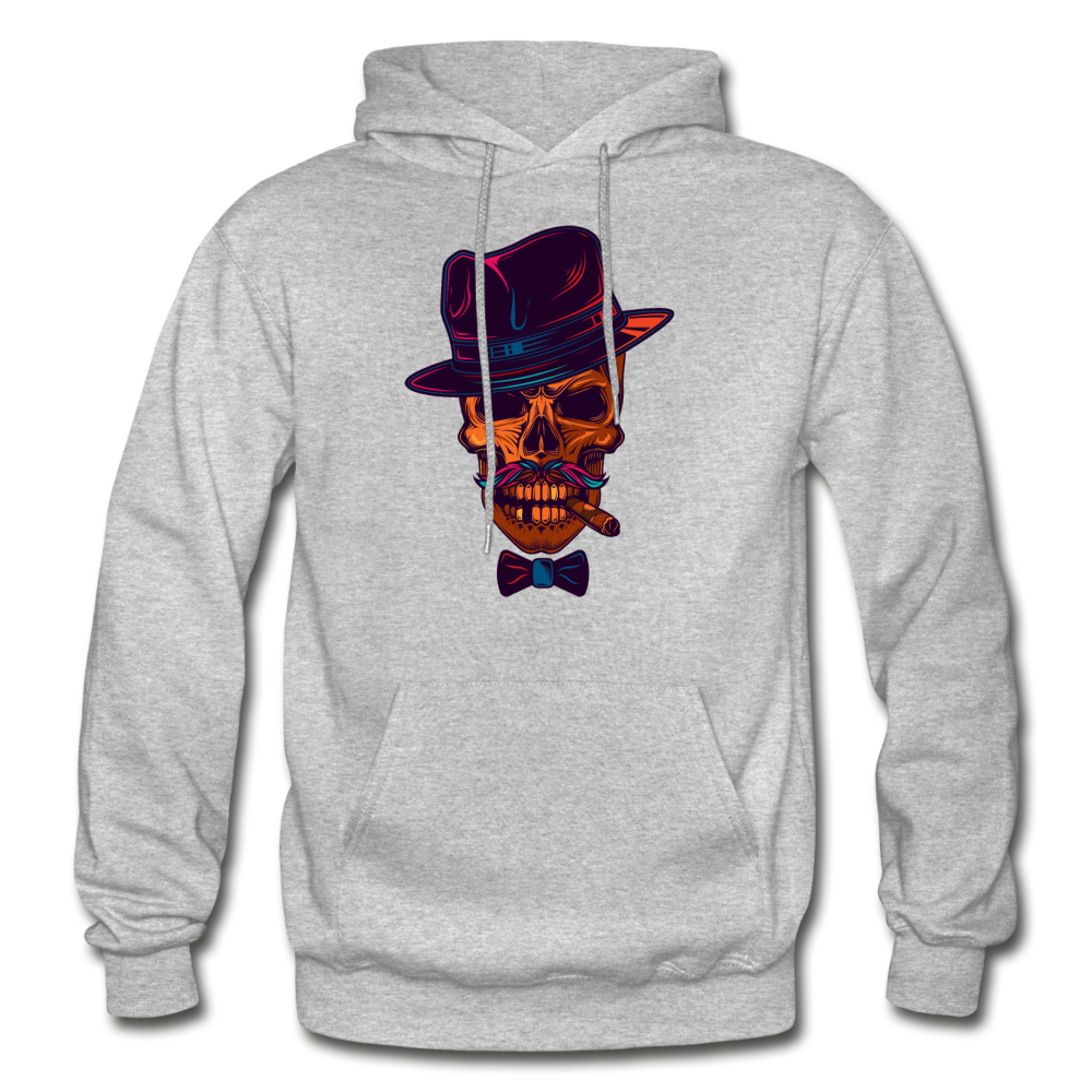 Fedora Skull Hoodie - heather gray