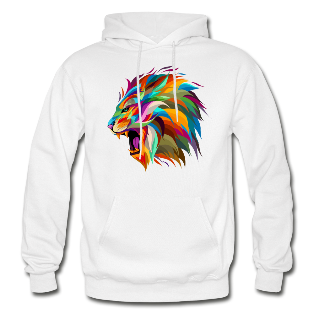 Colorful Abstract Lion Hoodie - white