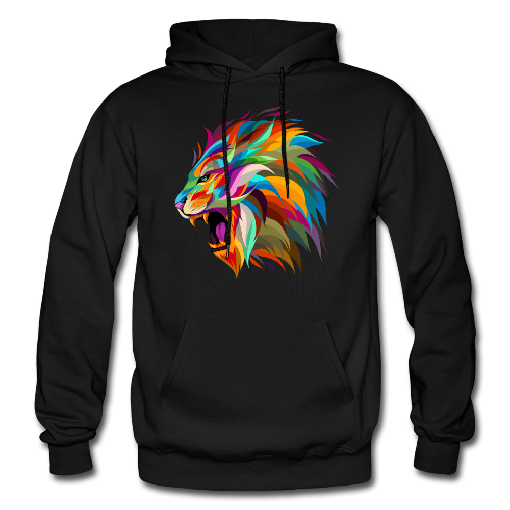 Colorful Abstract Lion Hoodie - black
