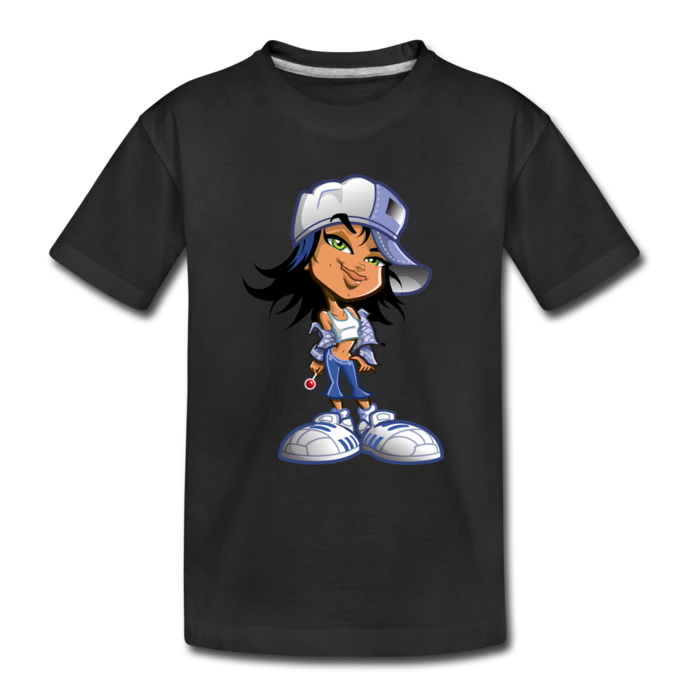 Cartoon Girl Kids T-Shirt - black