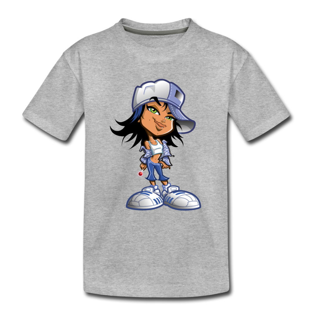 Cartoon Girl Kids T-Shirt - heather gray