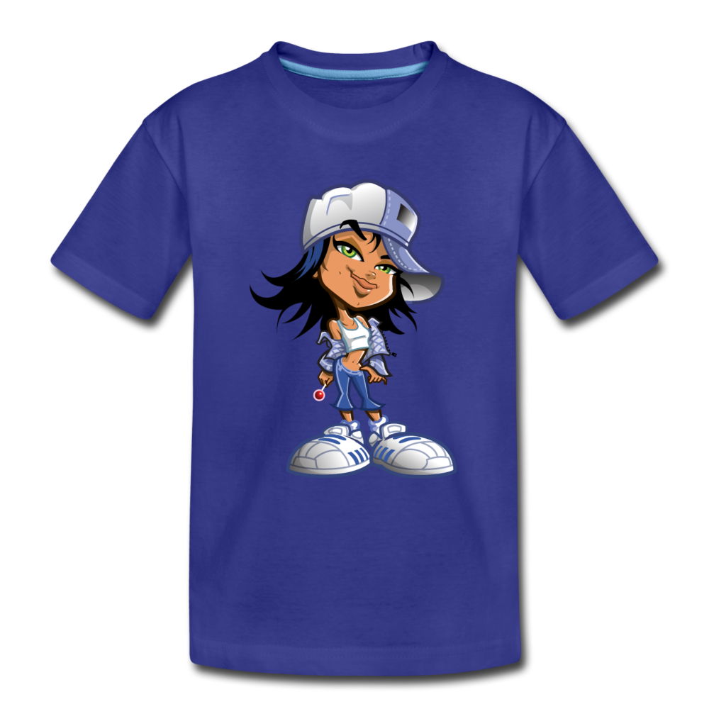 Cartoon Girl Kids T-Shirt - royal blue