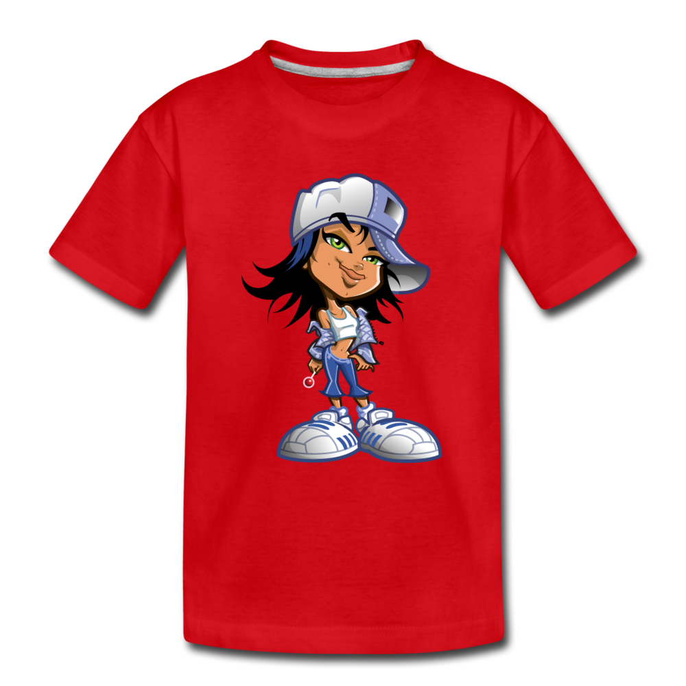 Cartoon Girl Kids T-Shirt - red
