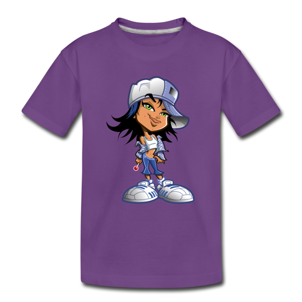 Cartoon Girl Kids T-Shirt - purple