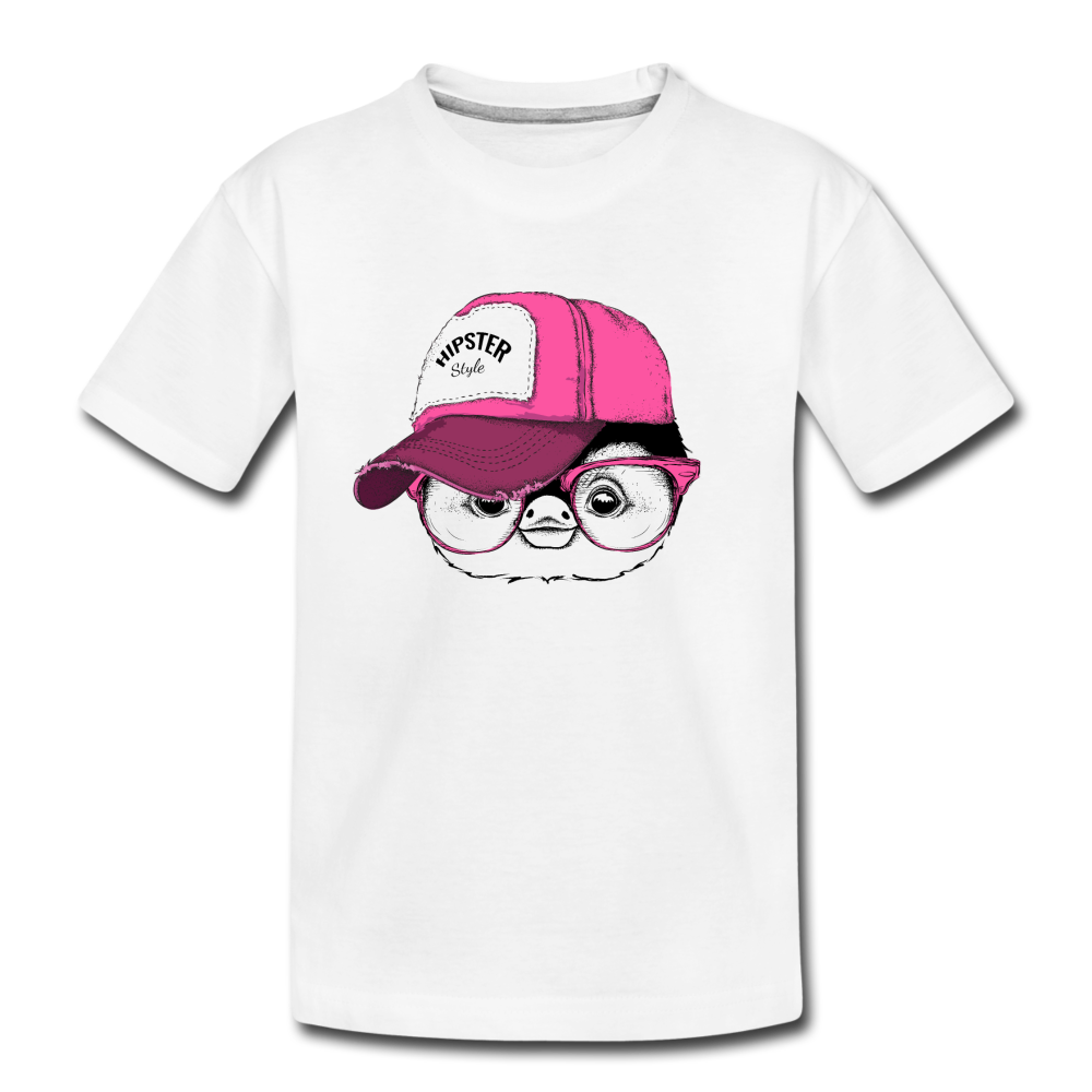 Hipster Penguin Head Kids T-Shirt - white