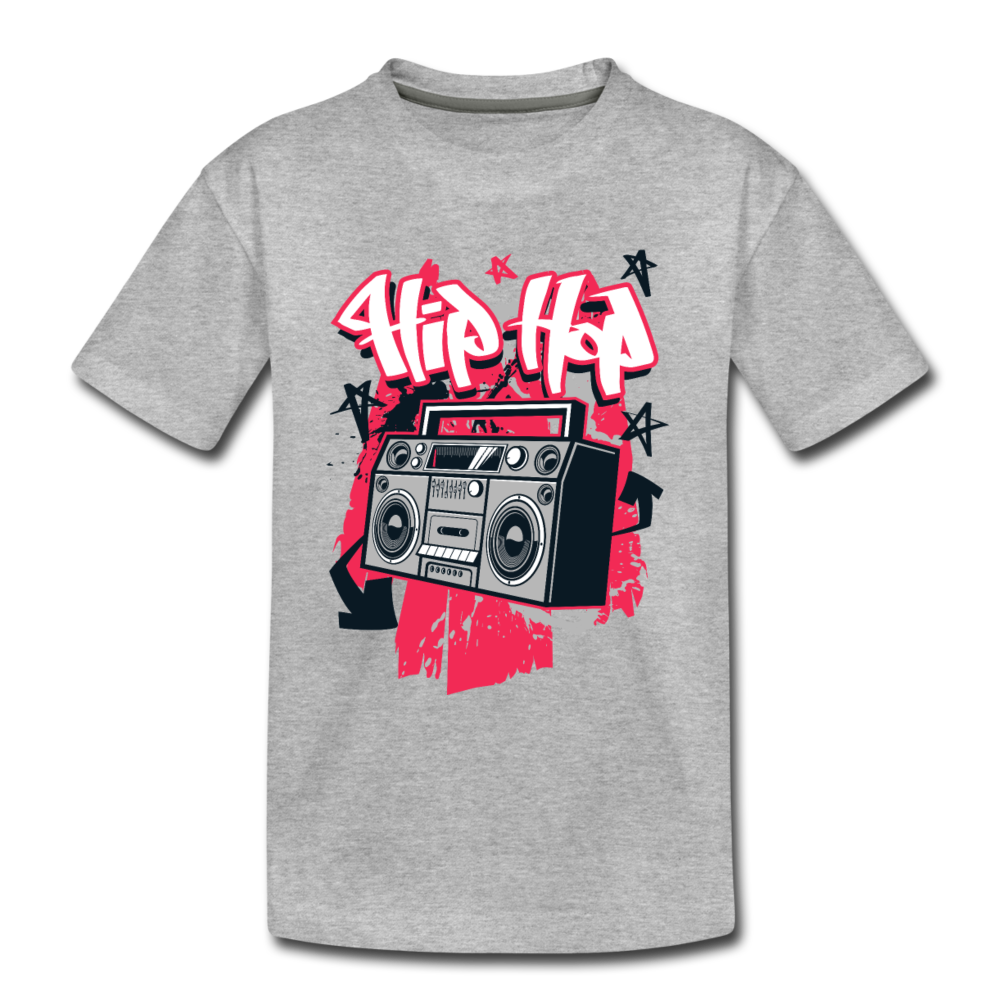 Hip Hop Boombox Kids T-Shirt - heather gray