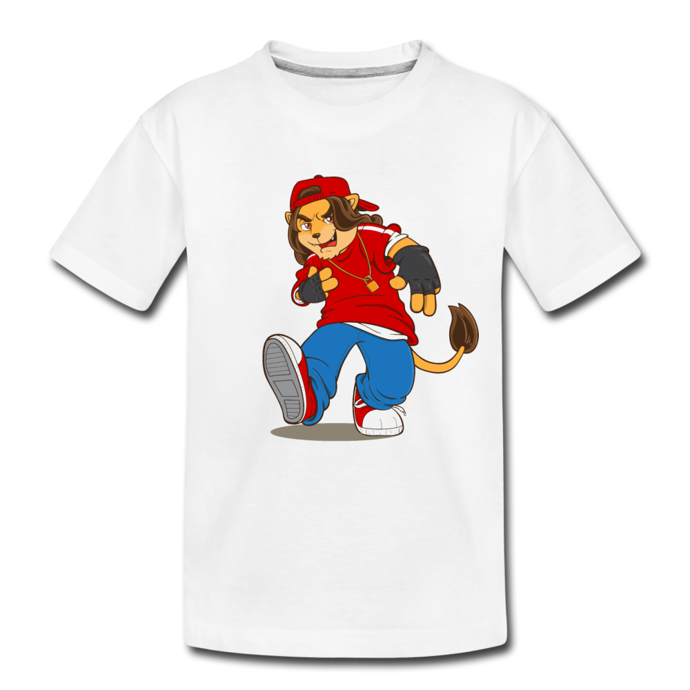 Hip Hop Lion Cartoon Kids T-Shirt - white