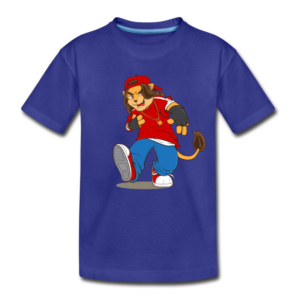 Hip Hop Lion Cartoon Kids T-Shirt - royal blue