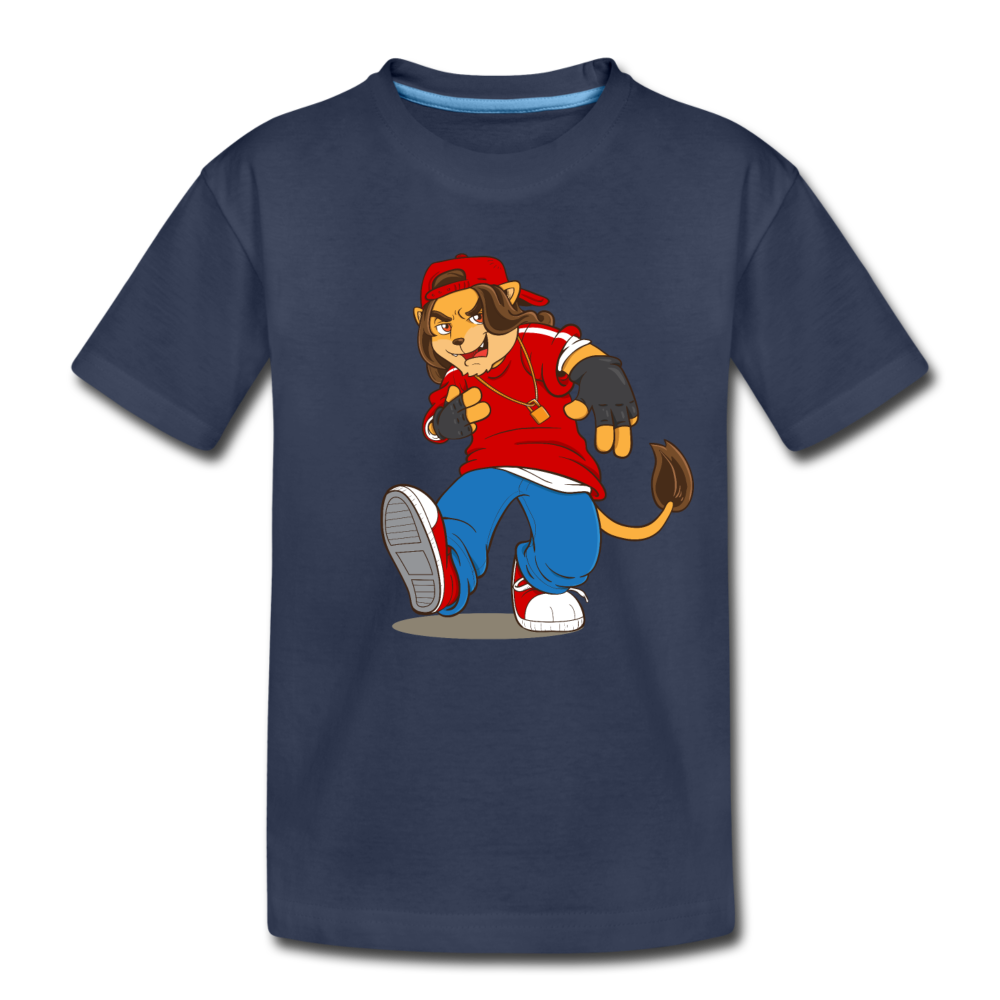 Hip Hop Lion Cartoon Kids T-Shirt - navy
